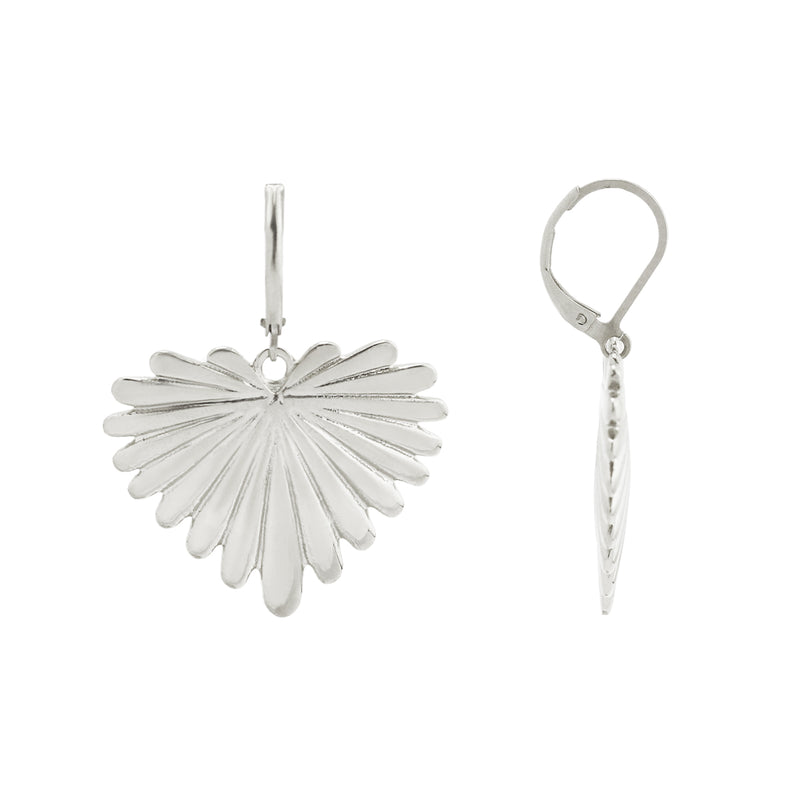 Feathered Heart Earrings in Stainless Steel